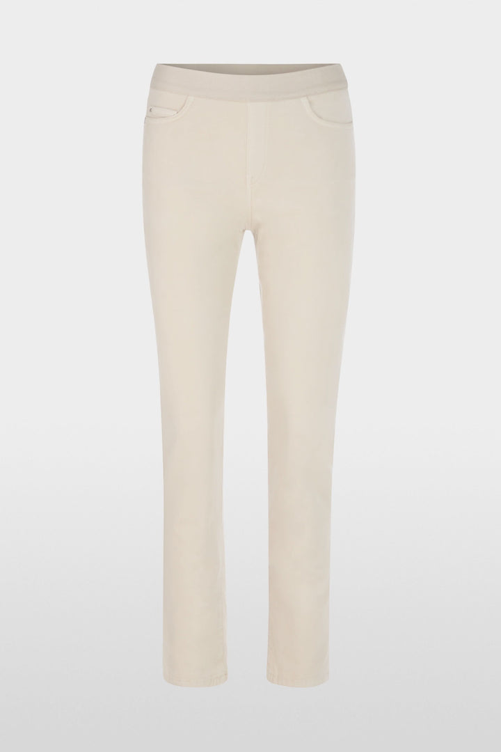 Pantalon Siena à taille élastique en coton extensible avec coupe ajustée et fausses poches pour une allure élégante et confortable.