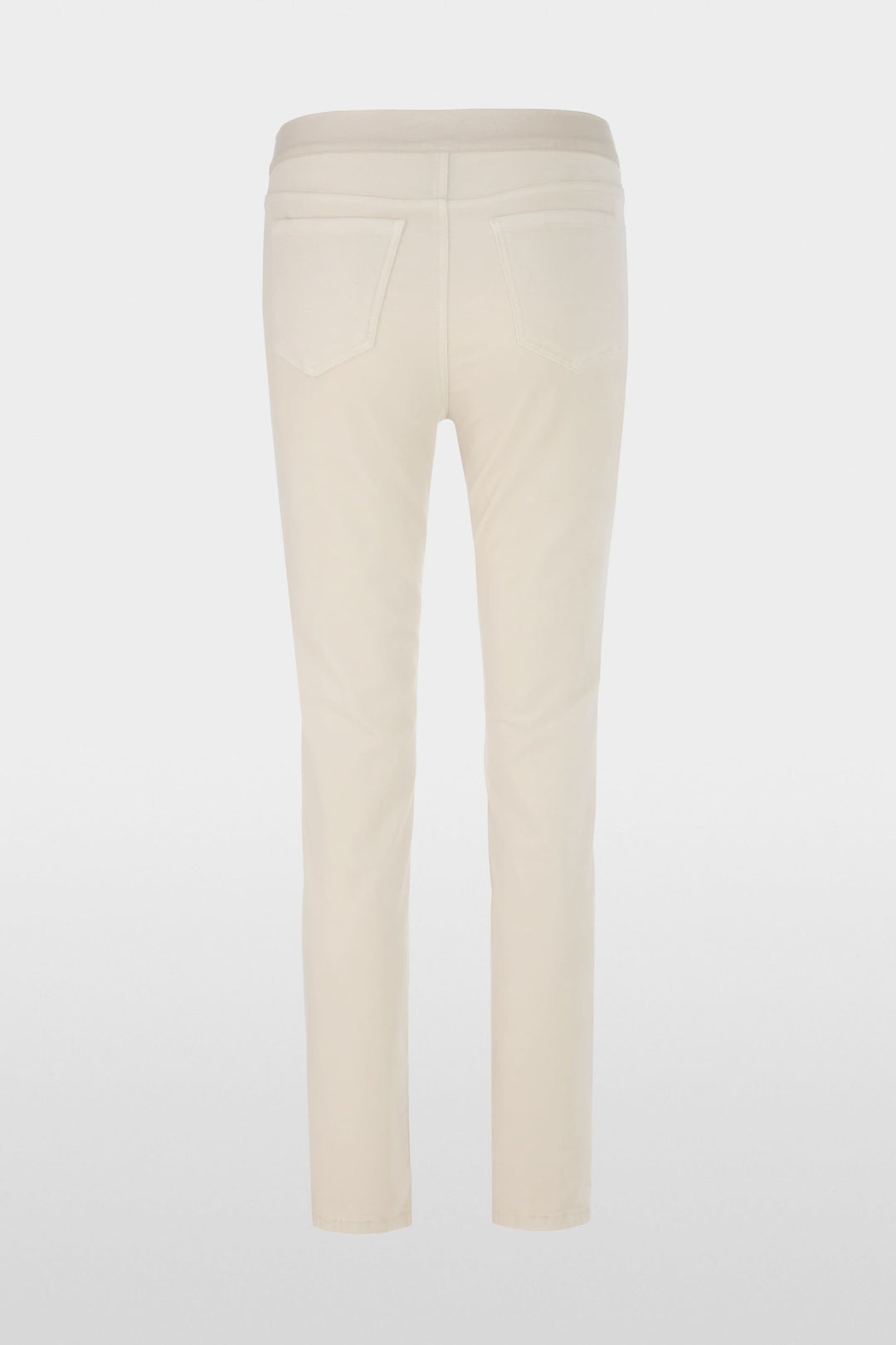 Pantalon Siena à taille élastique en coton extensible blanc vue arrière, coupe droite ajustée et fausses poches, idéal pour le quotidien.