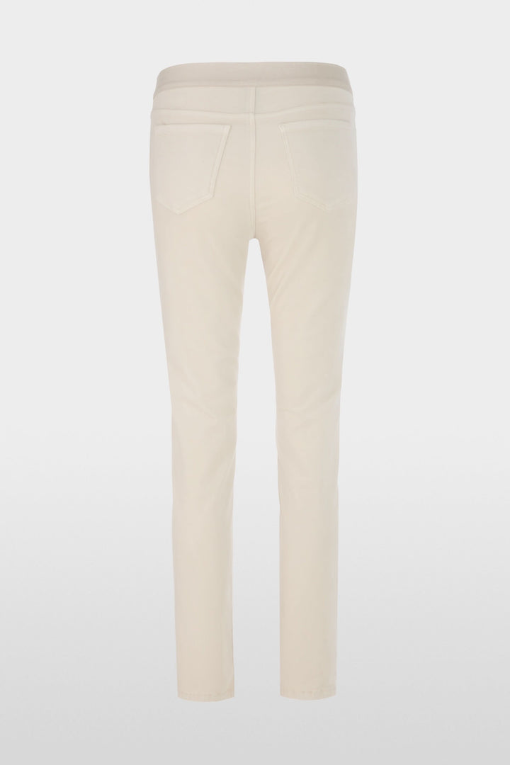 Pantalon Siena à taille élastique en coton extensible blanc vue arrière, coupe droite ajustée et fausses poches, idéal pour le quotidien.
