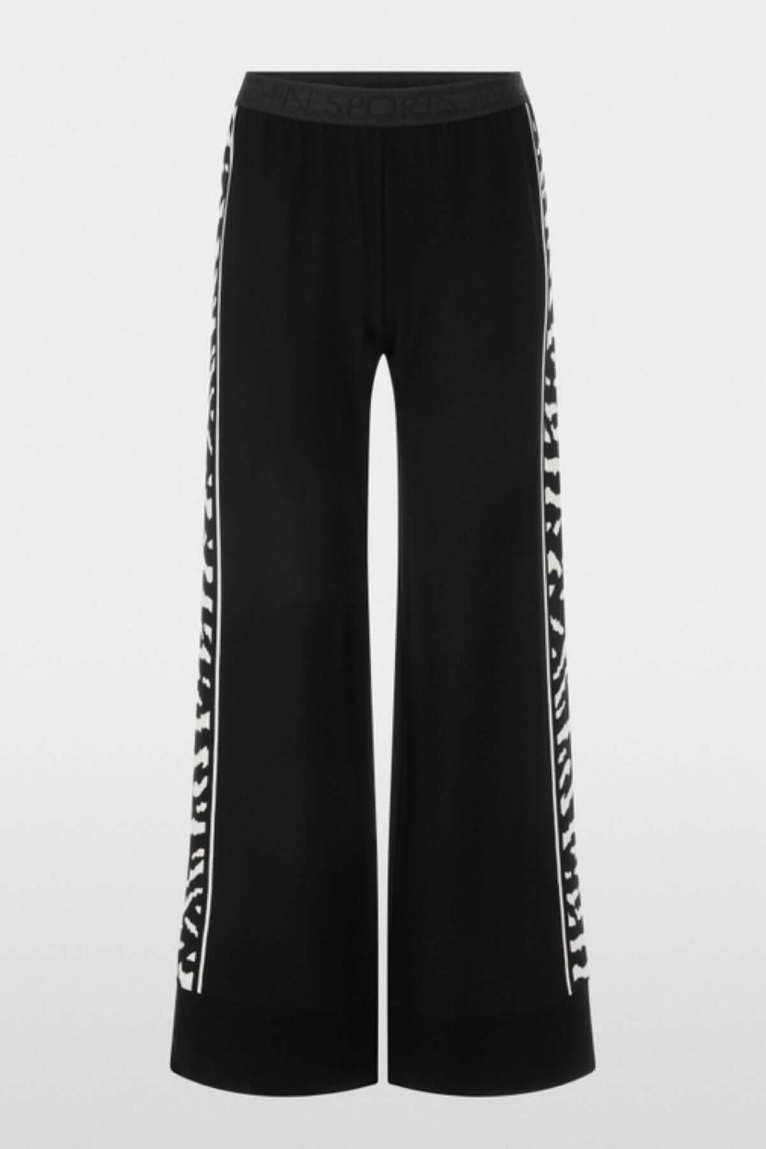 Pantalon WELKOM à coupe large avec bande latérale imprimé animalier et taille élastiquée, modèle durable "Rethink Together".