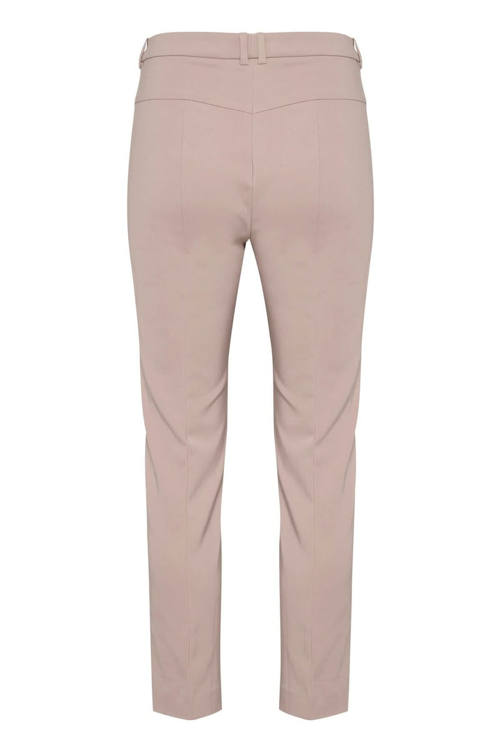 Pantalon Ziggi beige, coupe ajustée avec poches zippées, vue arrière, style décontracté et élégant.
