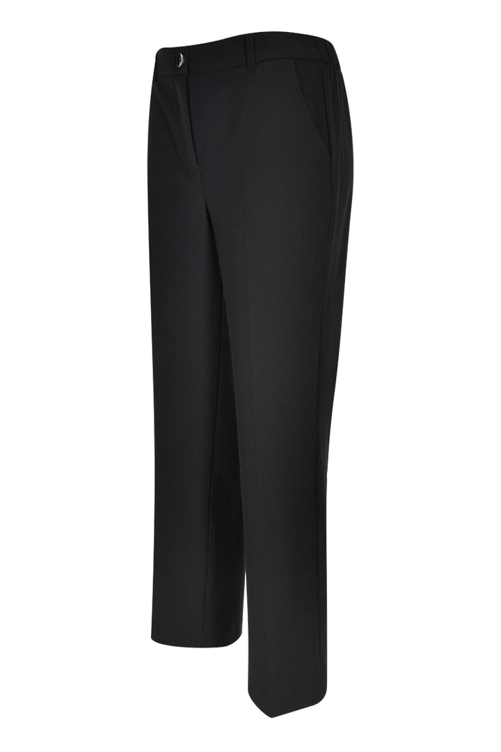 Pantalon coupe droite noir élégant pour bureau et quotidien, avec fermeture à glissière et bouton, style polyvalent et confort optimal.