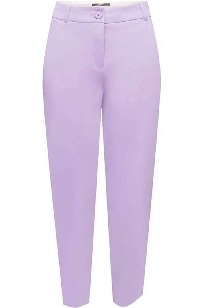 Pantalon droit violet élégant avec deux poches latérales, ceinture et coupe confortable pour le bureau.