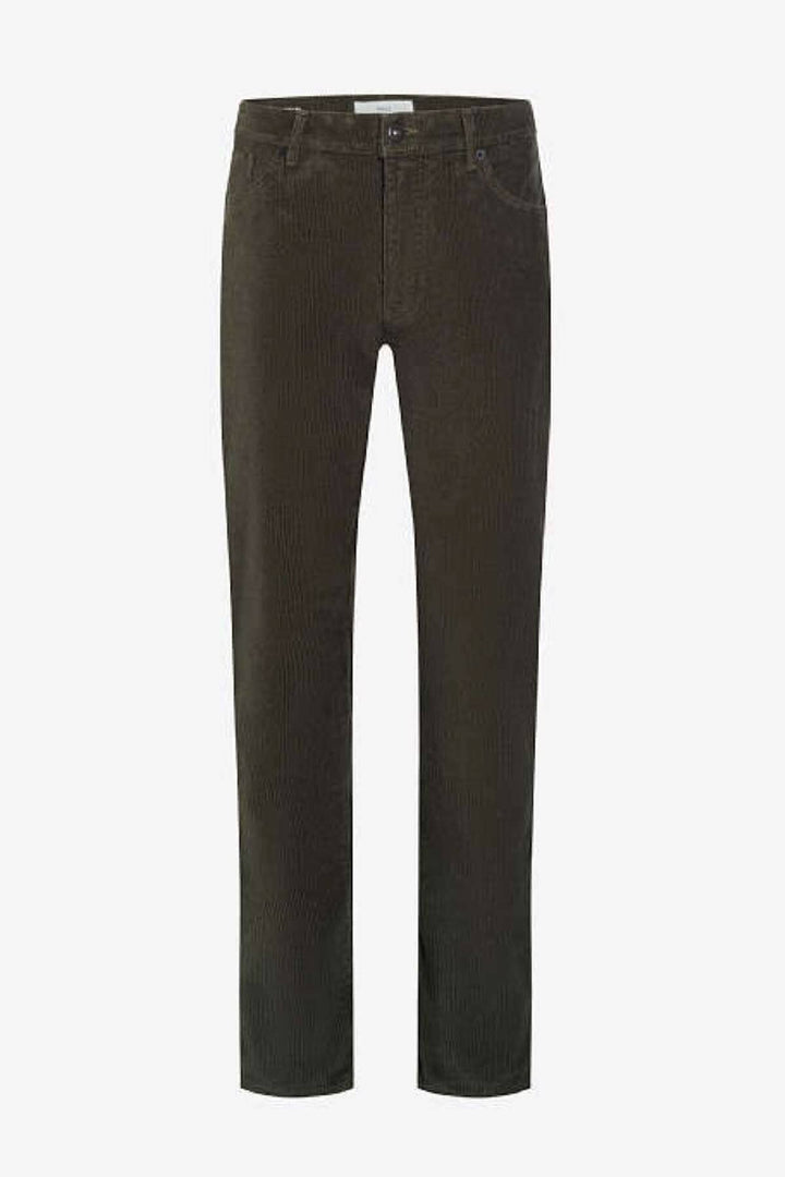 Pantalon en corduroy pour homme, coupe droite, couleur marron, idéal pour un look décontracté et élégant.