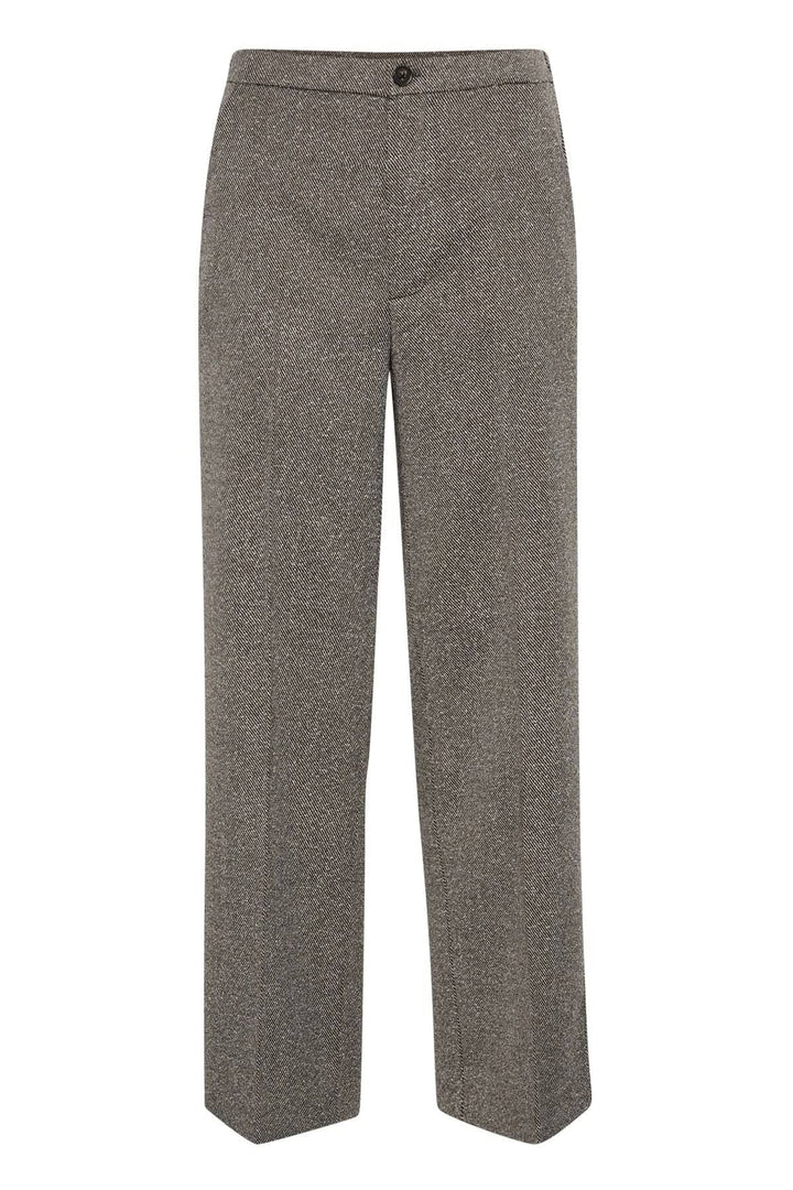Pantalon habillé Linora à jambe large avec motif discret, alliant style et confort.