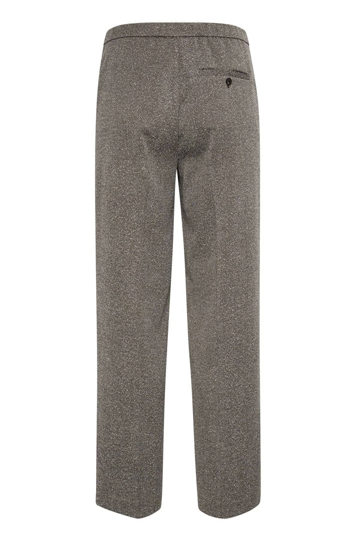 Pantalon habillé Linora à jambe large, motif discret, vue arrière, tissu doux et extensible pour confort.