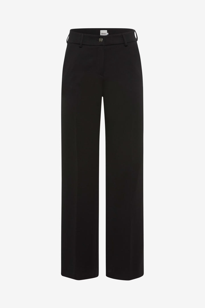 Pantalon palazzo noir, coupe large et fluide, idéal pour bureau ou style chic décontracté.