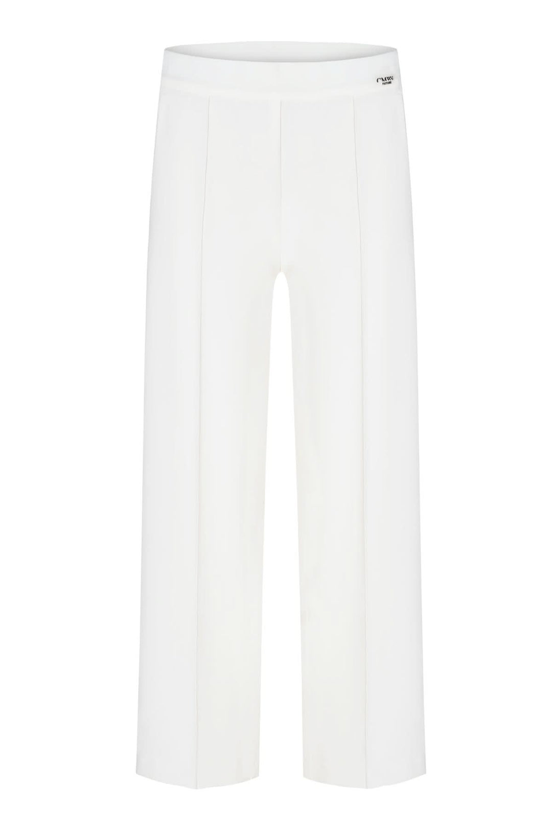 Pantalon taille élastique Cameron blanc avec coupe large et surpiqure, idéal pour confort quotidien.