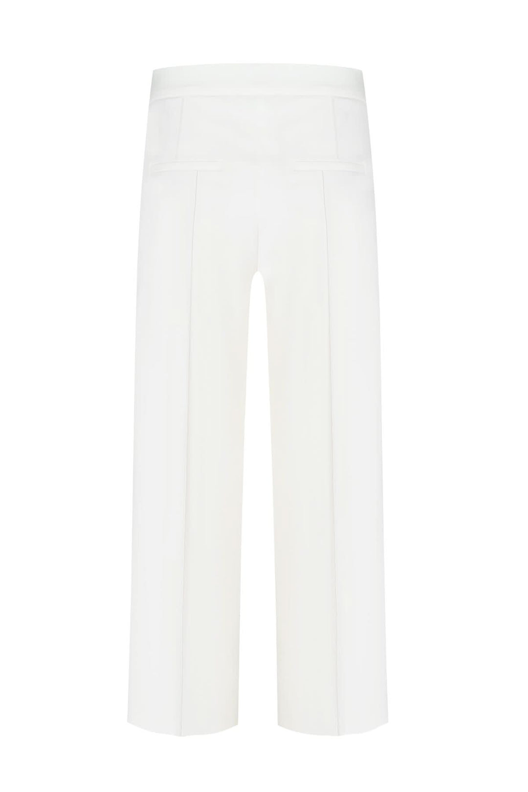 Pantalon taille élastique Cameron coupe large avec surpiqûre, microstructure extensible, polyester blanc, confort 24h/7.