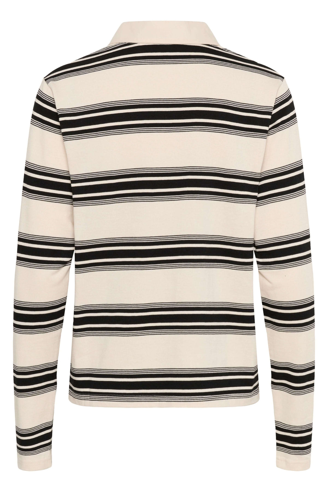 Polo Carmell à rayures contrastantes, col classique, coupe droite pour un style casual chic élégant. Mode intemporelle et confortable.