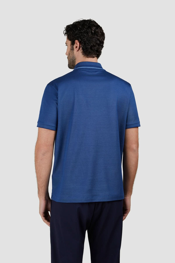 Polo zippé en coton Paul & Shark, vue arrière, design élégant et coupe classique, coloris bleu.