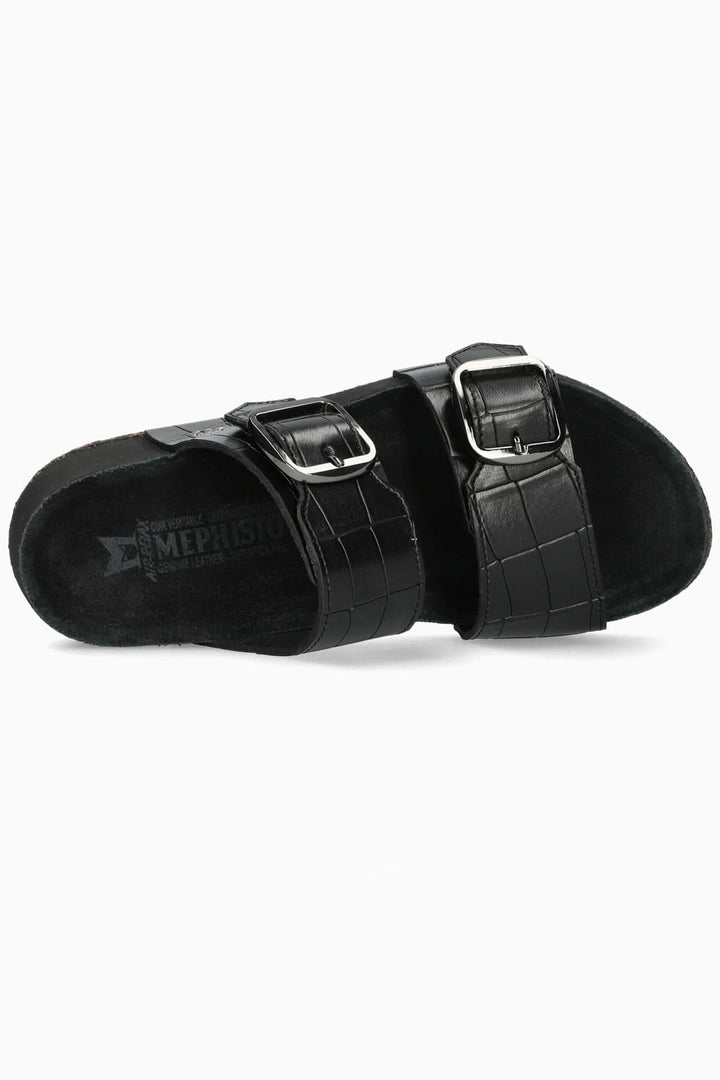 Sandalle Bayane en noir avec brides ajustables et technologie SOFT-AIR pour confort et soutien au quotidien.