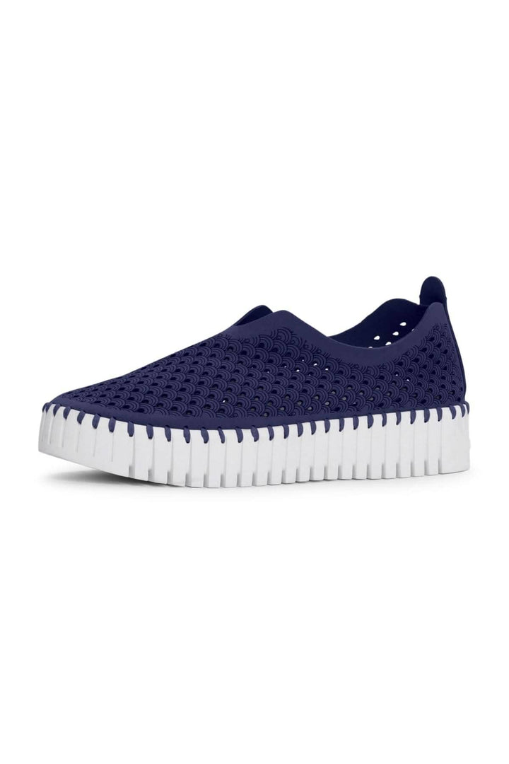 Soulier TULIP3373 bleu marine avec semelle blanche, offrant confort et style pour un look décontracté.