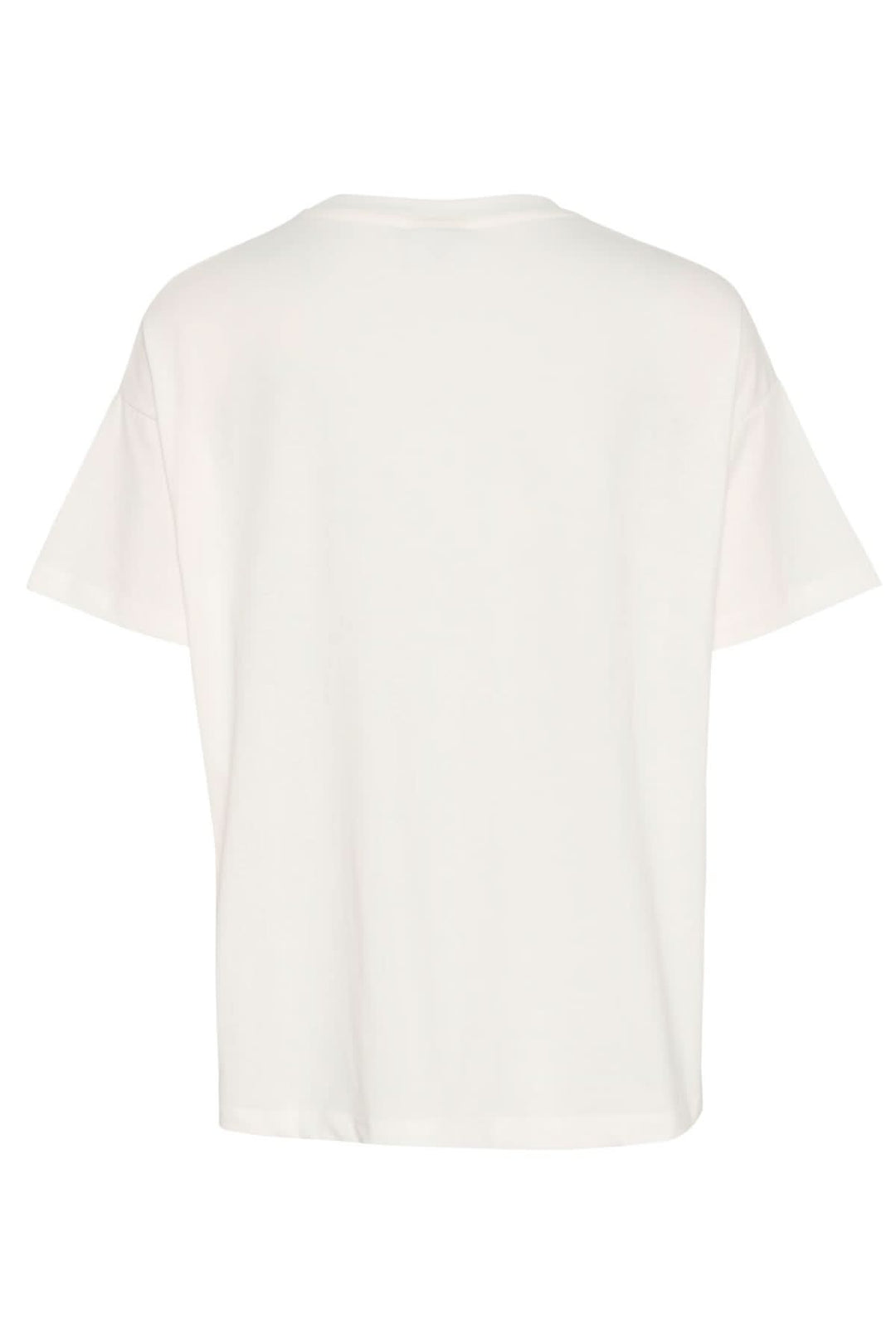 T-shirt blanc à l'arrière, coupe décontractée et encolure ronde, parfait pour un look moderne.