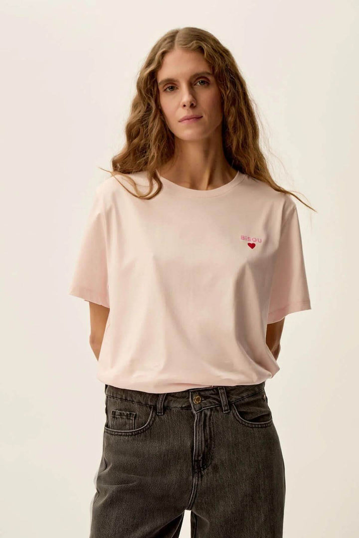 T-shirt Gazoline rose avec impression &