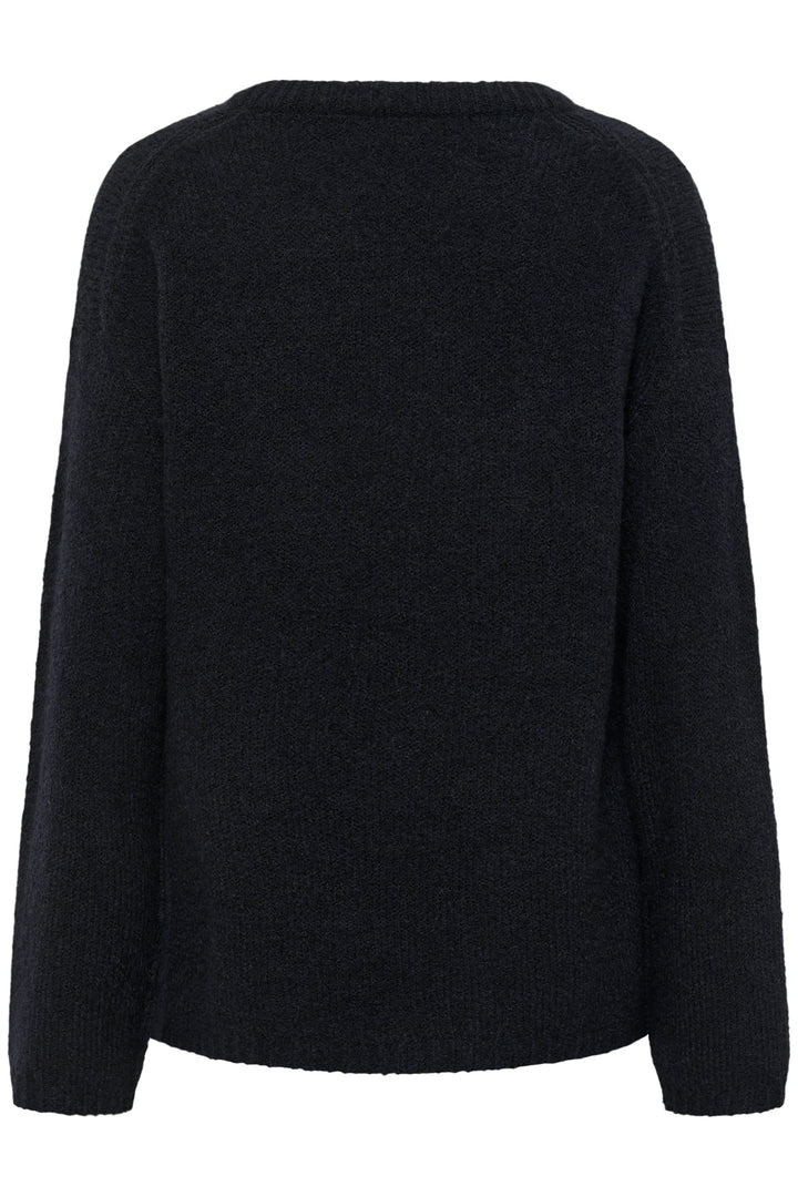Vue arrière du Tricot Spence noir, col rond classique, manches longues, coupe droite et décontractée.