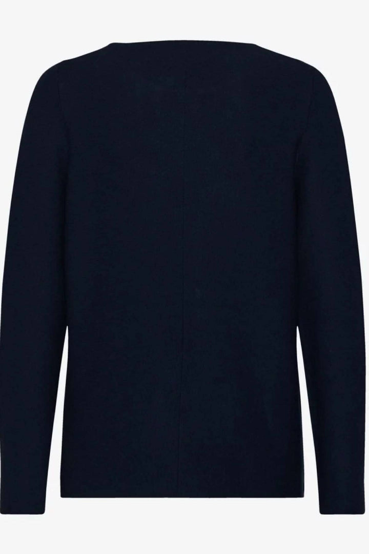 Tricot col rond Lesley, arrière, en maille fine, couleur marine, parfait pour l&
