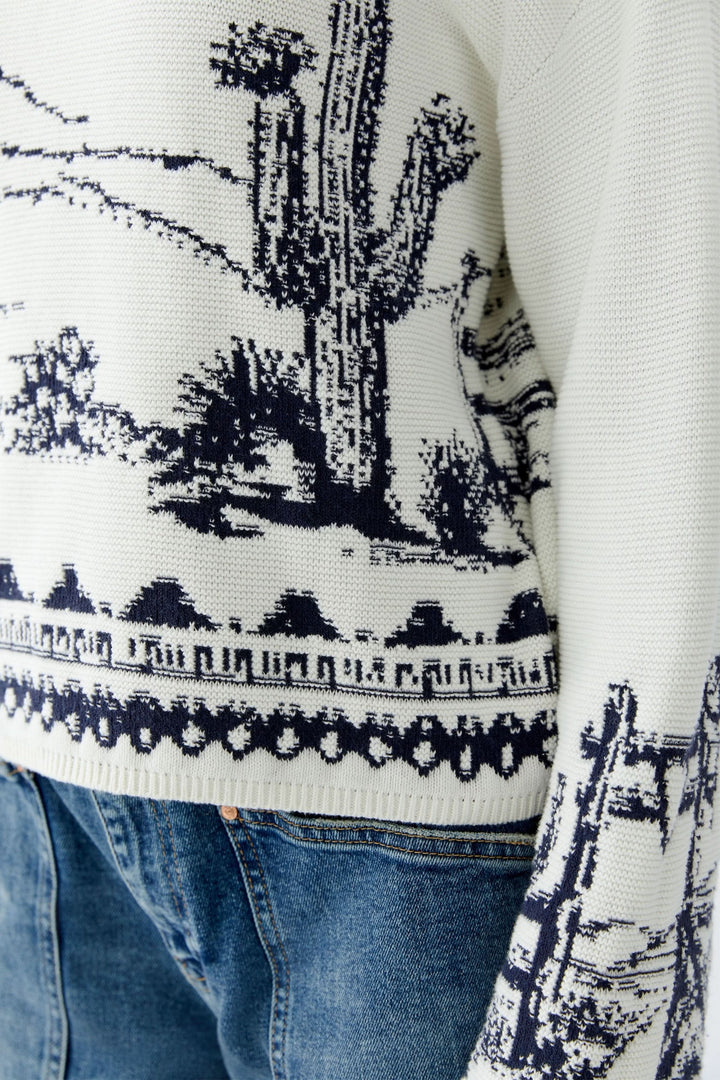 Tricot motif paysage