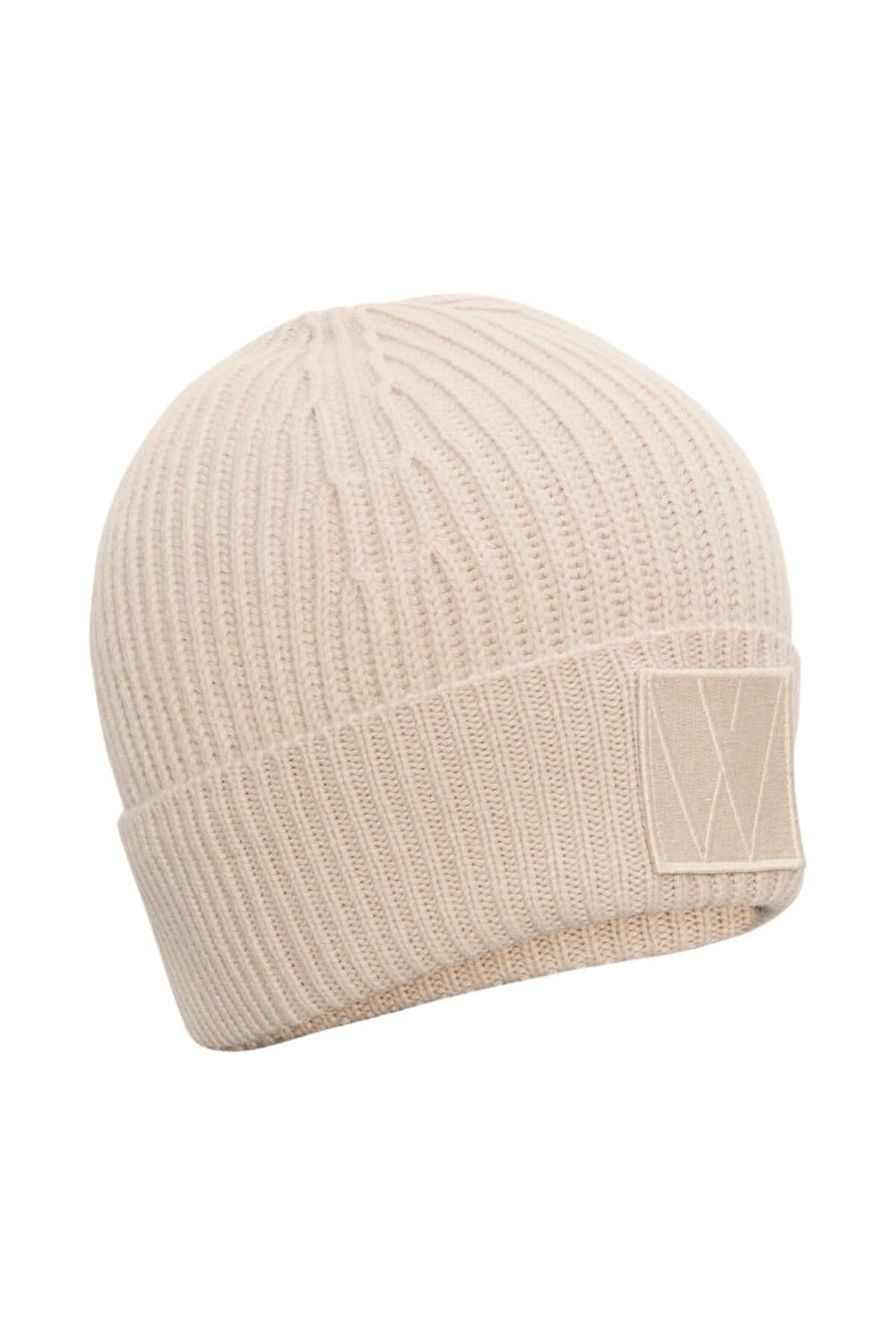 Bonnet en laine Kaxy beige à texture côtelée et monogramme InWear, parfait pour l'hiver.