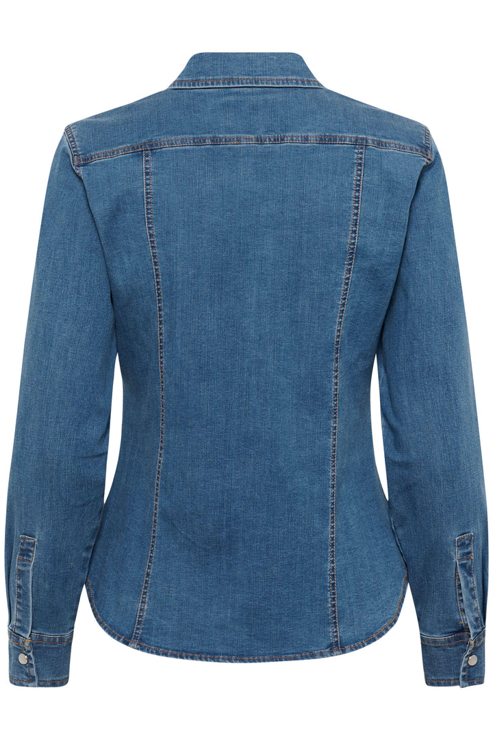 Veste Sanilla en denim, vue arrière avec coupe ajustée et détails modernes.