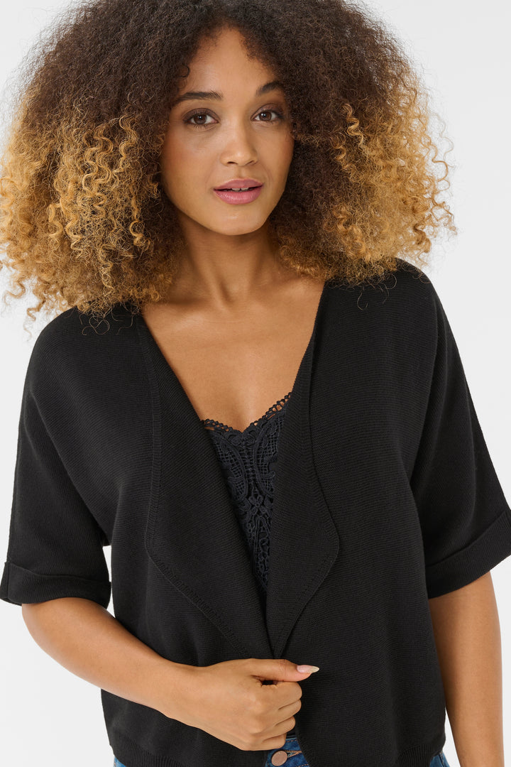 Veste avec manches Sillar - Veste noire à manches courtes et coupe fluide, élégante et moderne pour superposer sur tenue décontractée ou habillée.