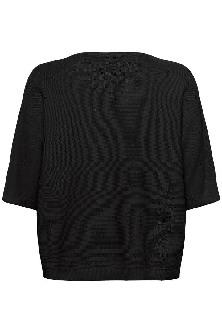 Veste avec manches Sillar noire, légère et fluide, vue arrière avec manches courtes à revers.