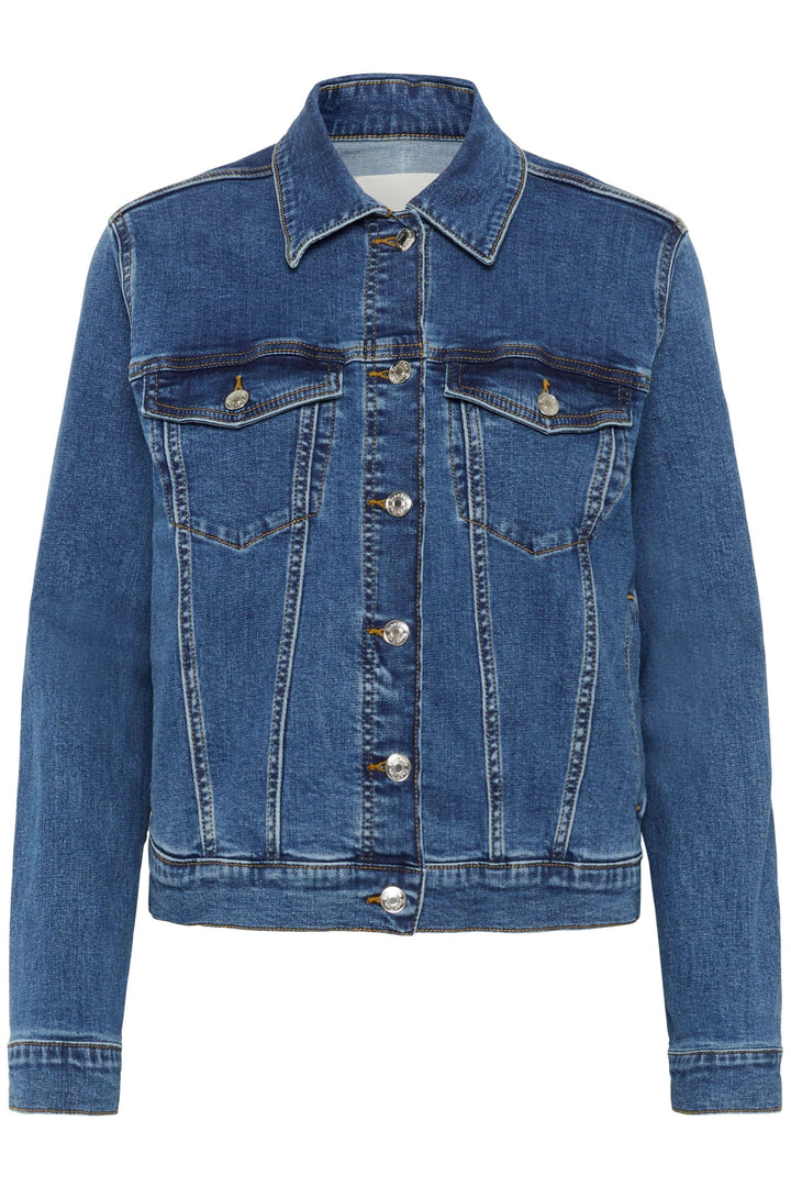 Veste en jeans Nicholia, coupe droite classique en denim avec boutons métalliques, idéale pour superposer et créer des contrastes de style.