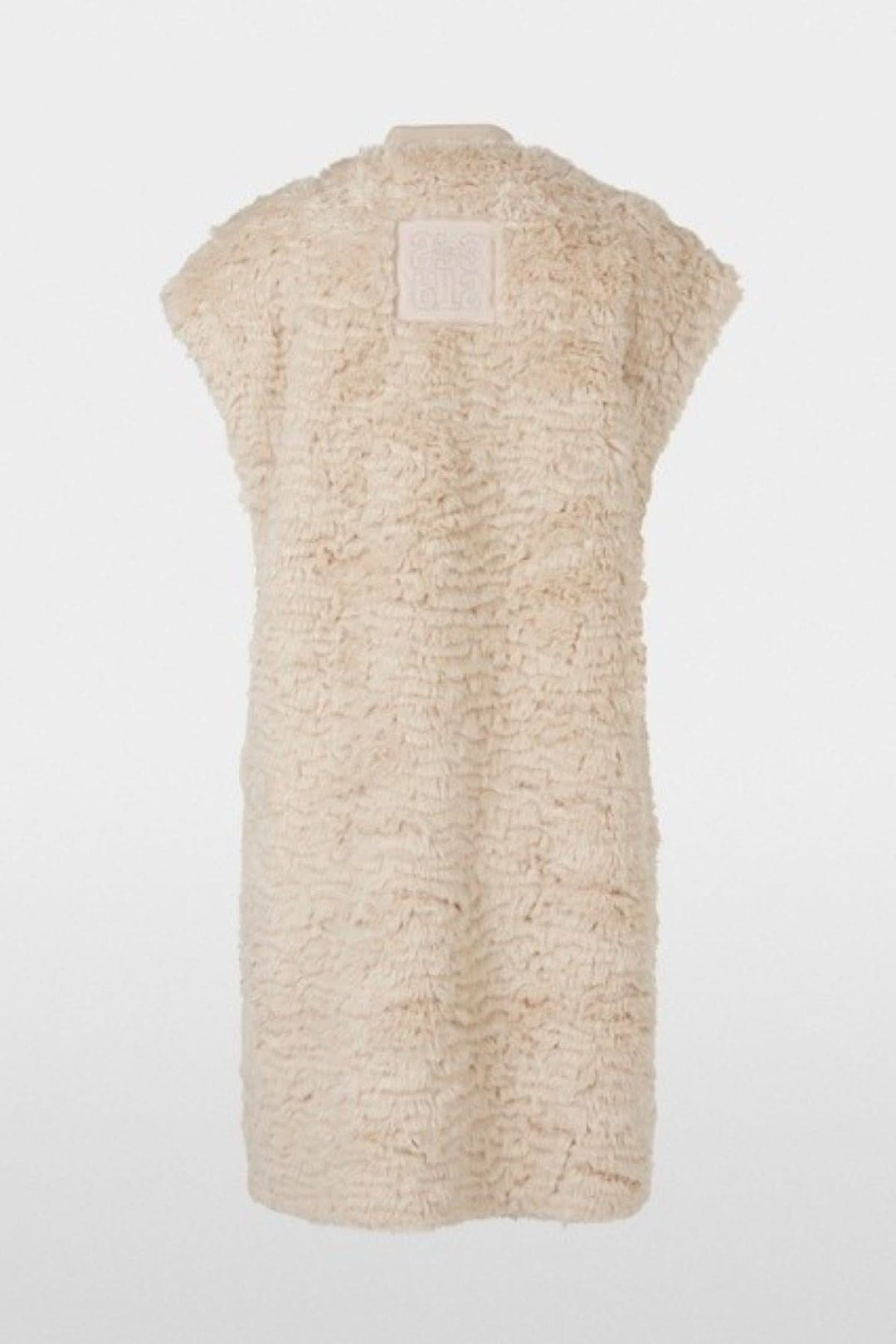 Veste longue en fourrure bouclée, ample et sans doublure, idéale pour la superposition, couleur crème.