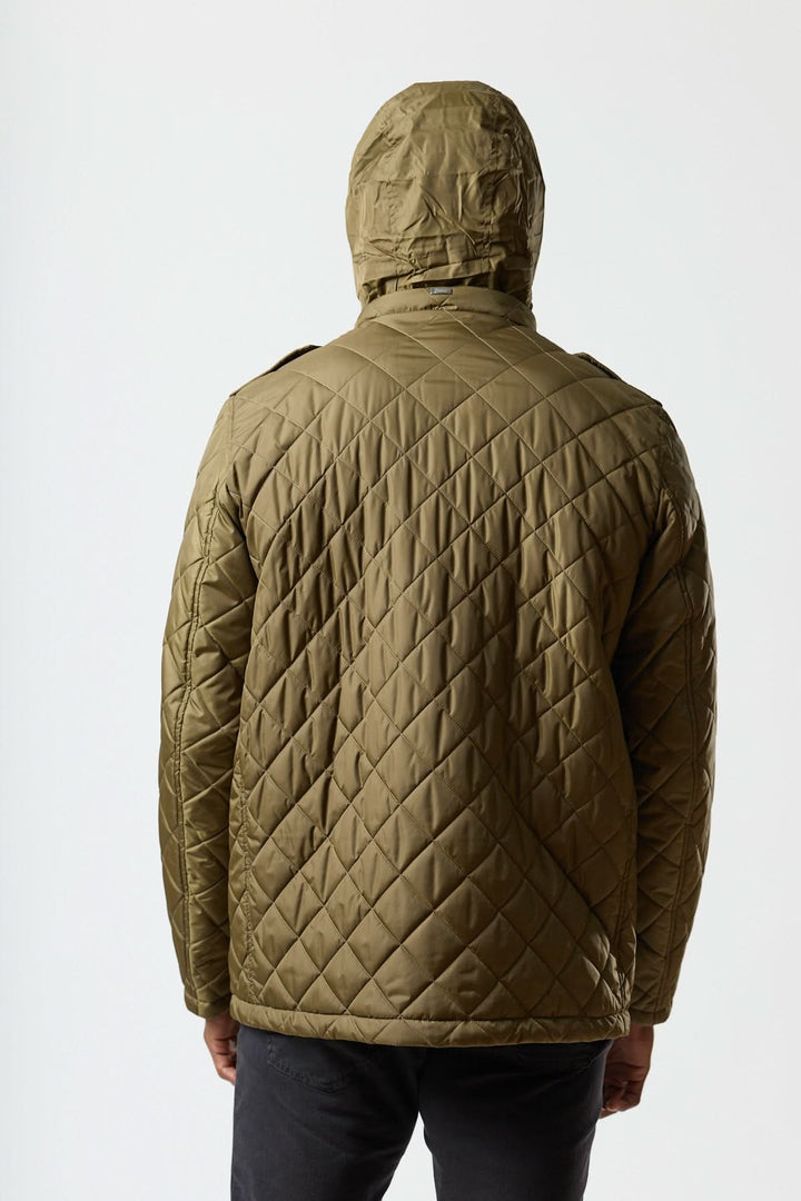 Veste matelassée à capuche escamotable avec matelassage losange, vue de dos