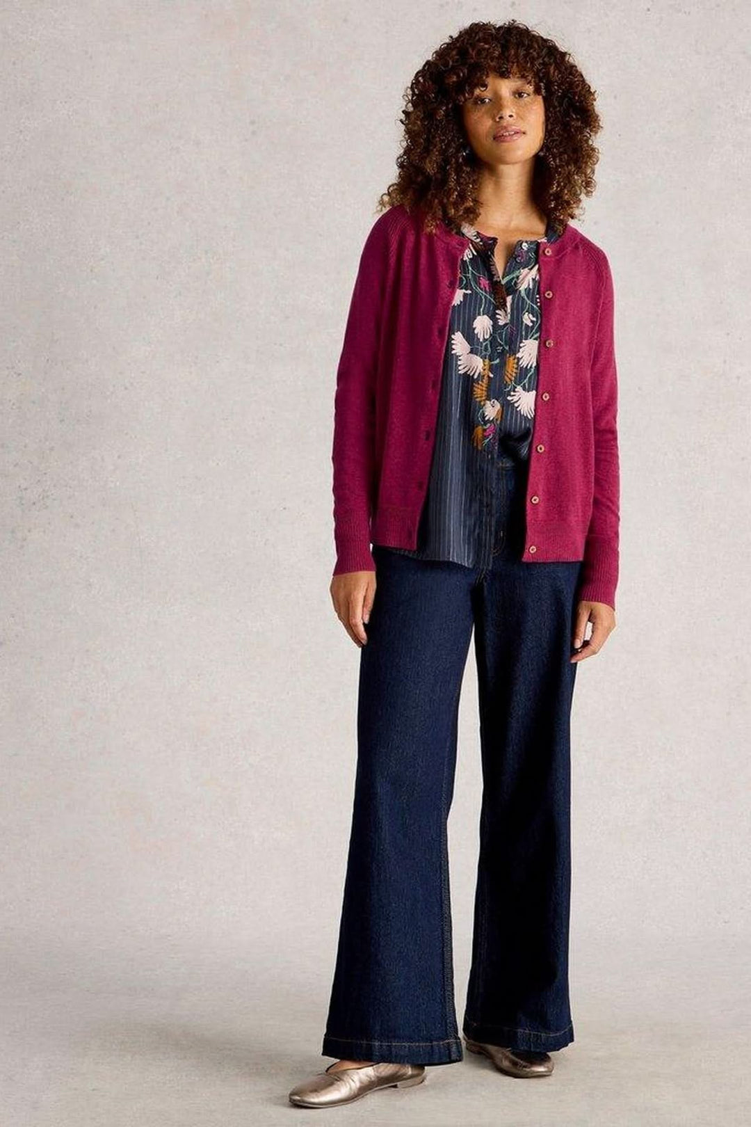 Cardigan boutonné coton à col rond