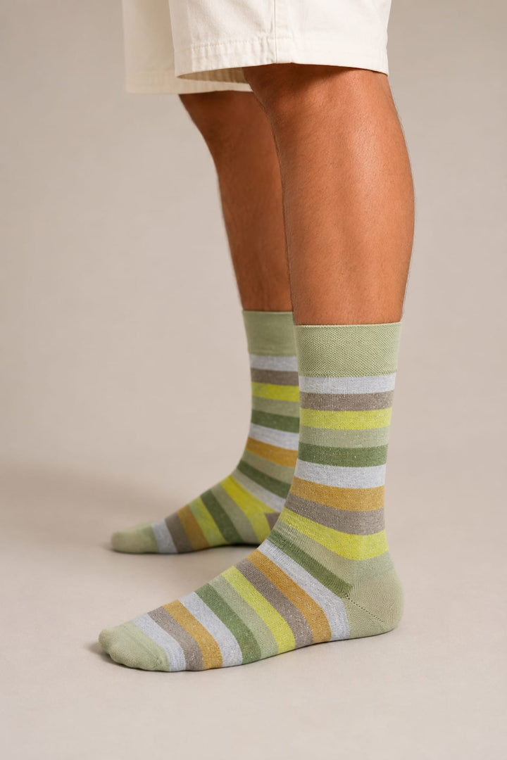 Vue de face bas rayés multicolores Marcoliani pour homme - Valérie Simon