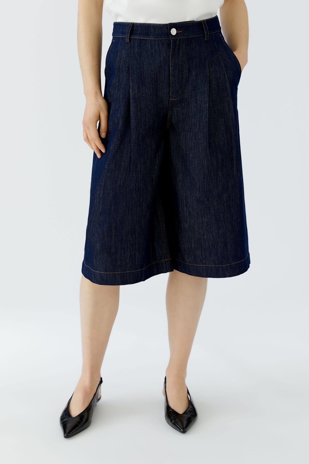 Bermuda en denim à jambes larges pour femme Oui