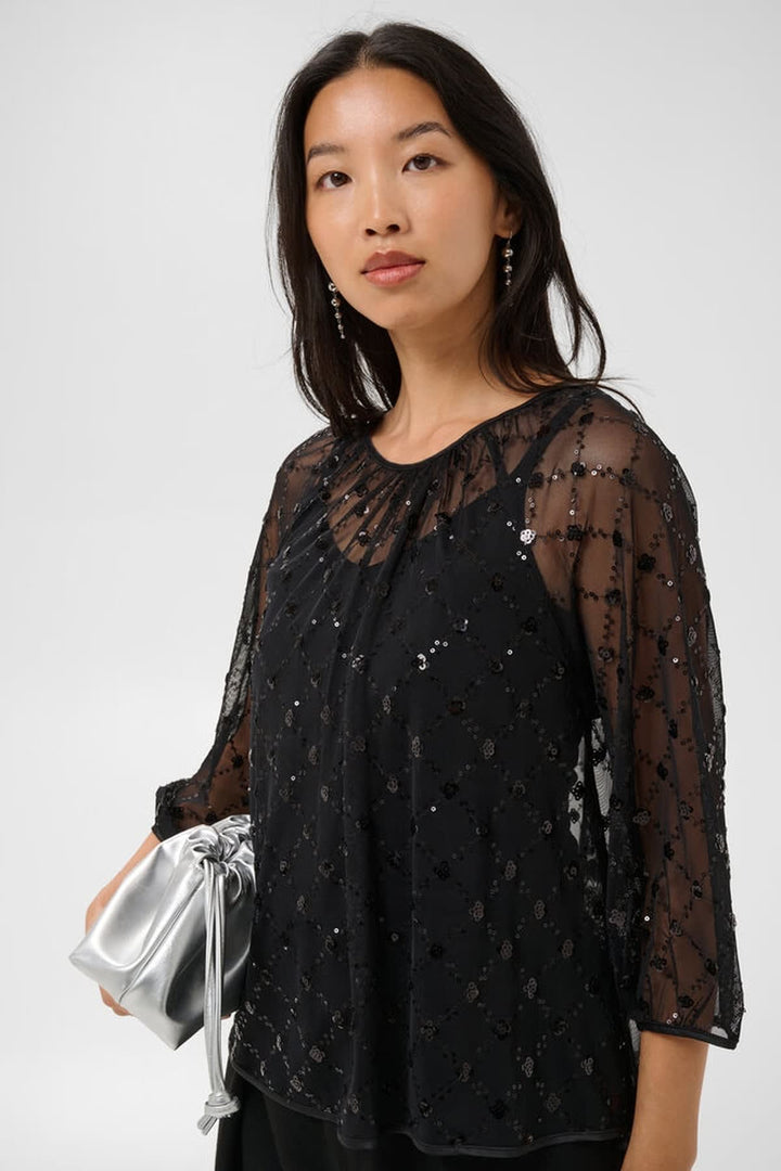 Women’s Dimka sequin lace blouse, front view Part Two