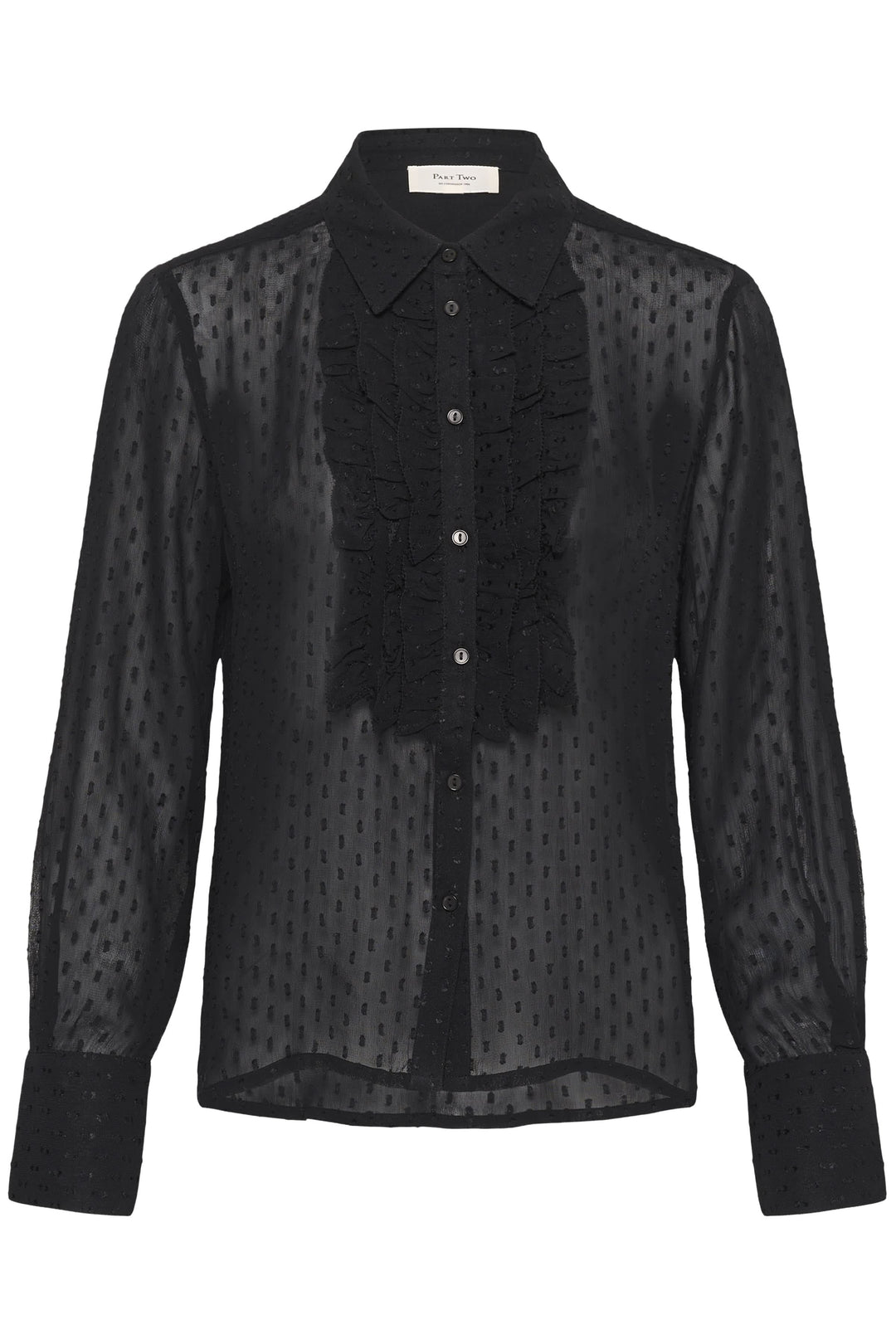 Blouse Vanora à pois texturés et volants vue de face pour femme Part Two