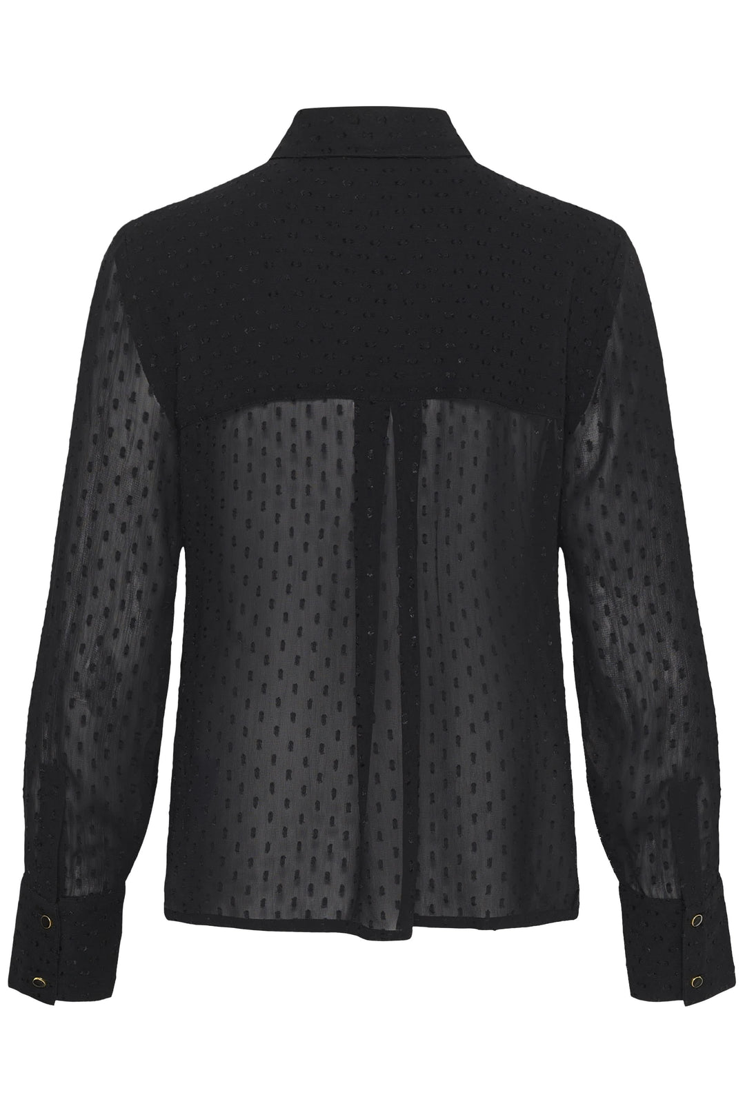 Blouse à pois texturés avec volants vue de face pour femme Part Two