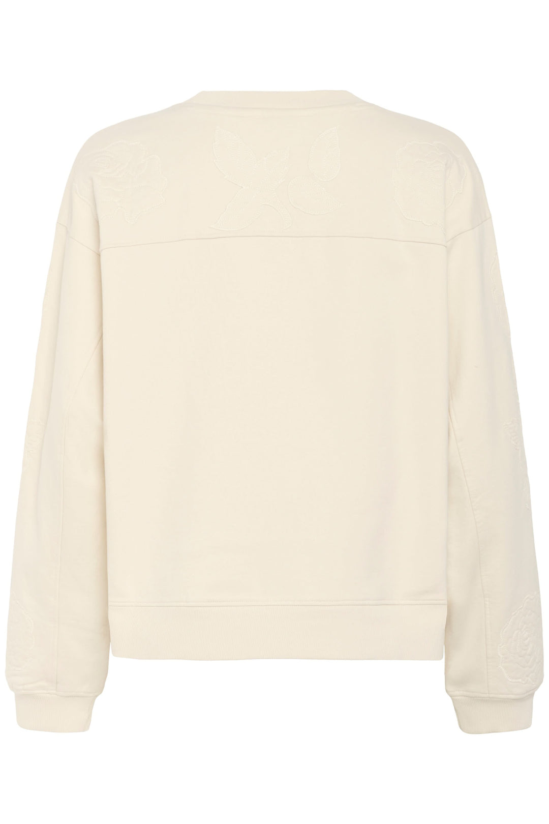 Coton ouaté Josie crème avec broderies florales, vue arrière, élégant et confortable pour tenues urbaines.