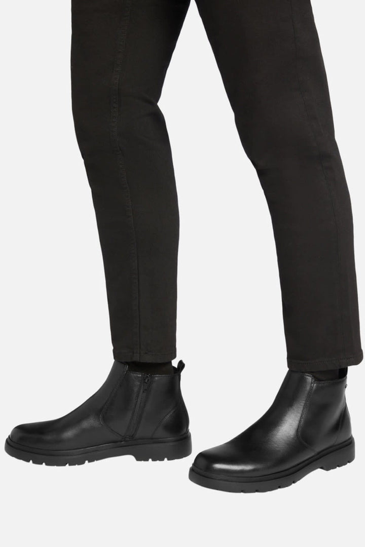 Vue latérale botte Chelsea Geox homme cuir noir semelle épaisse - Valérie Simon
