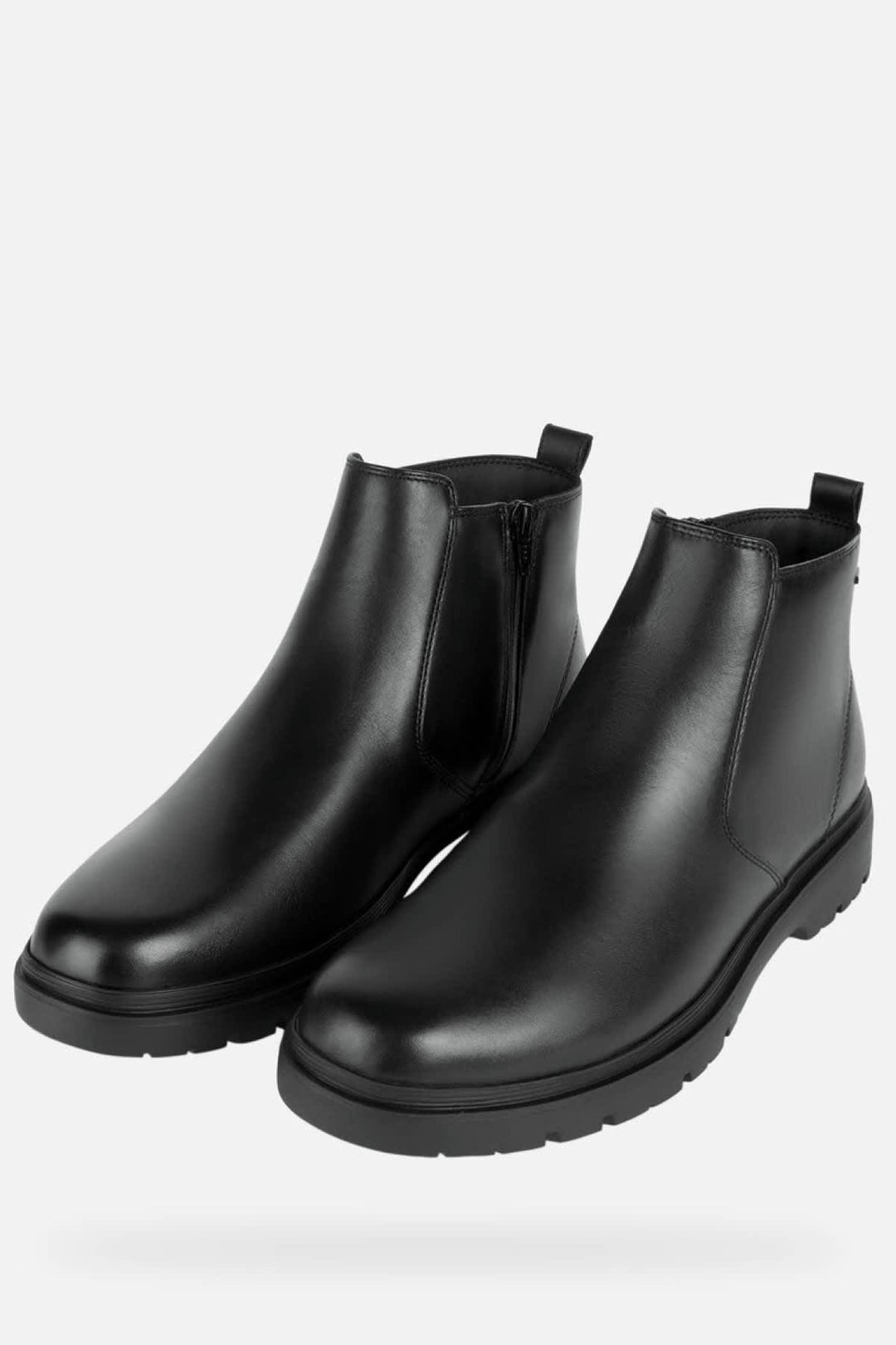 Vue de côté botte Botte Chelsea Geox pour homme noire avec coutures distinctives - Valérie Simon