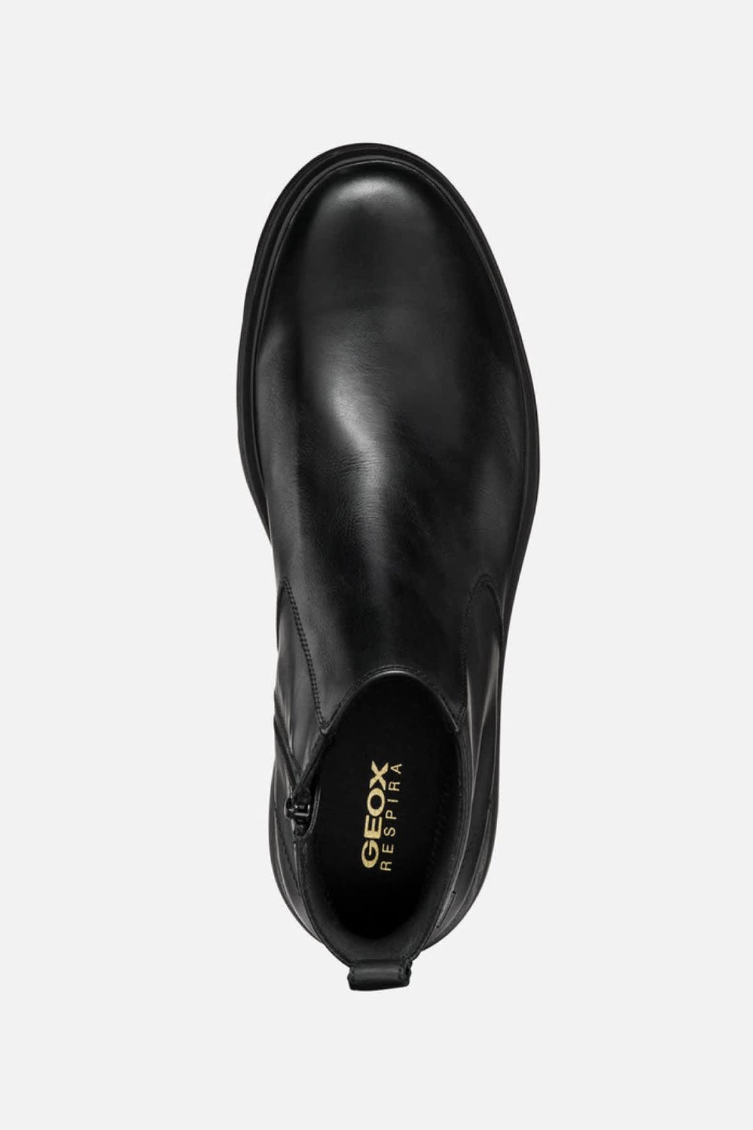 Vue de côté Botte Chelsea Geox pour homme en cuir noir avec détails élastiques - Valérie Simon