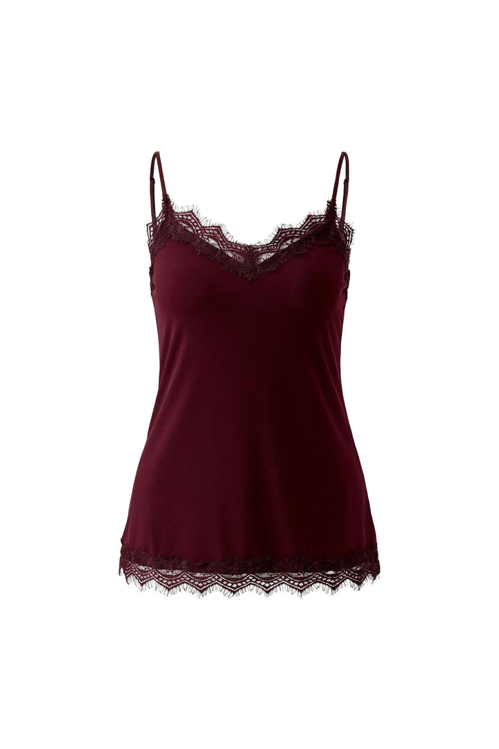 Camisole à fines bretelles et détails en dentelle vue de face pour femme Oui
