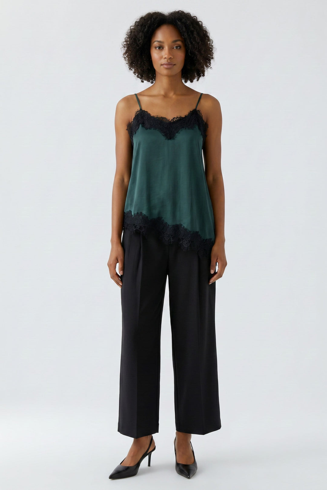 Camisole satinée à dentelle pour femme Oui