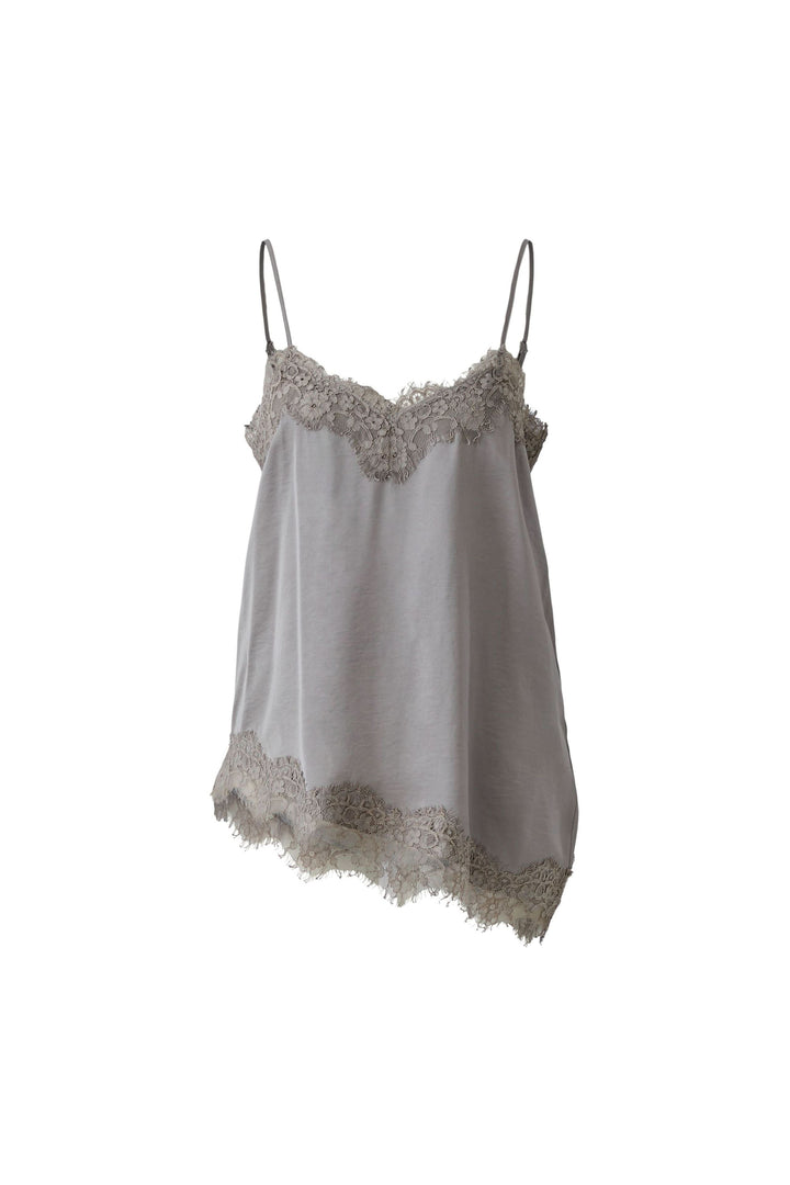Camisole satinée à dentelle pour femme Oui