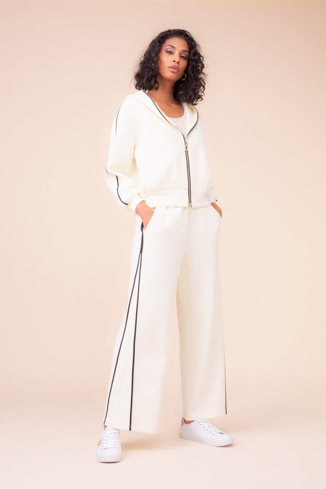 Cardigan à capuchon avec fermeture éclair contrastante pour femme Alison Sheri