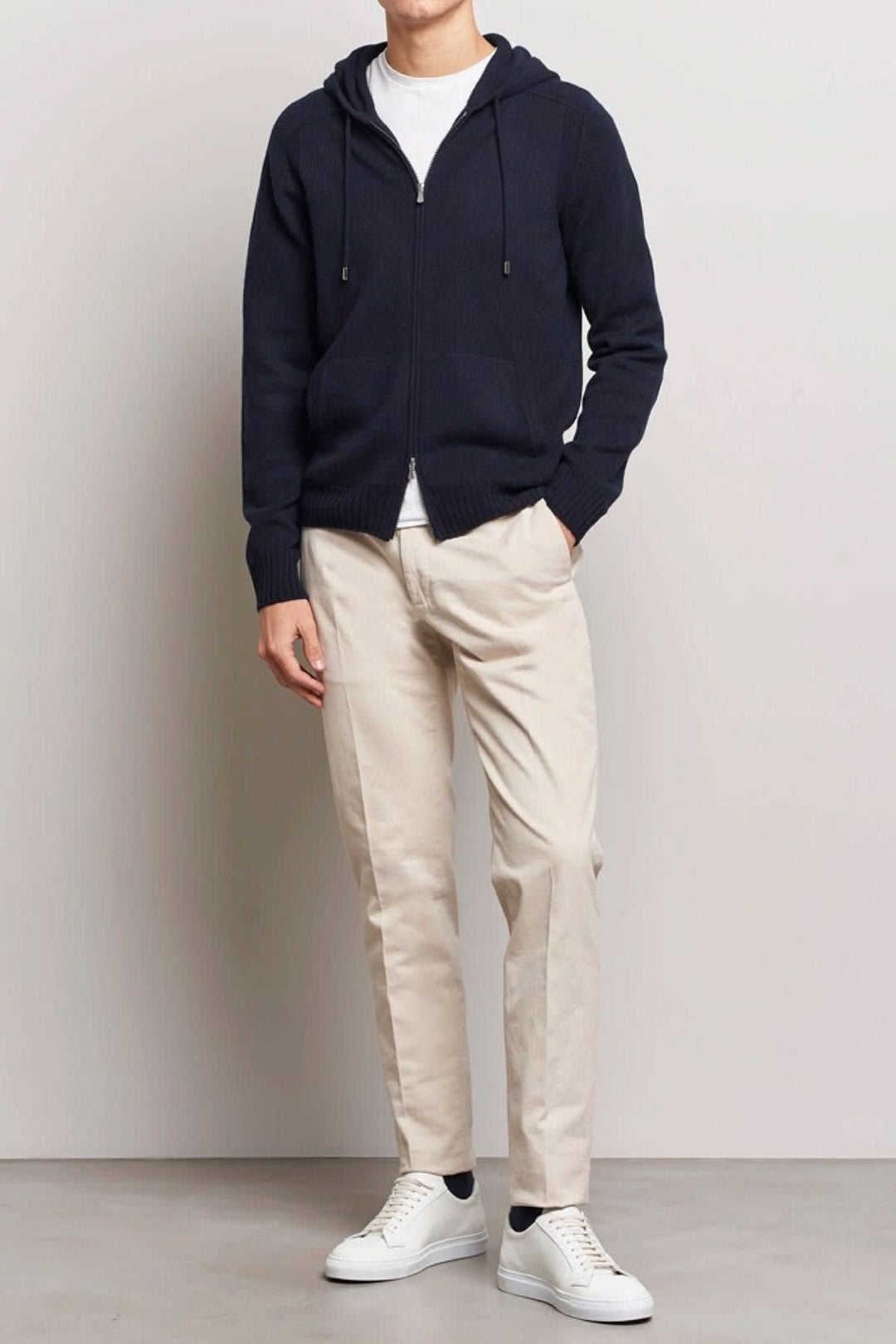 Cardigan en laine vierge à capuchon et fermeture éclair pour homme Gran sasso