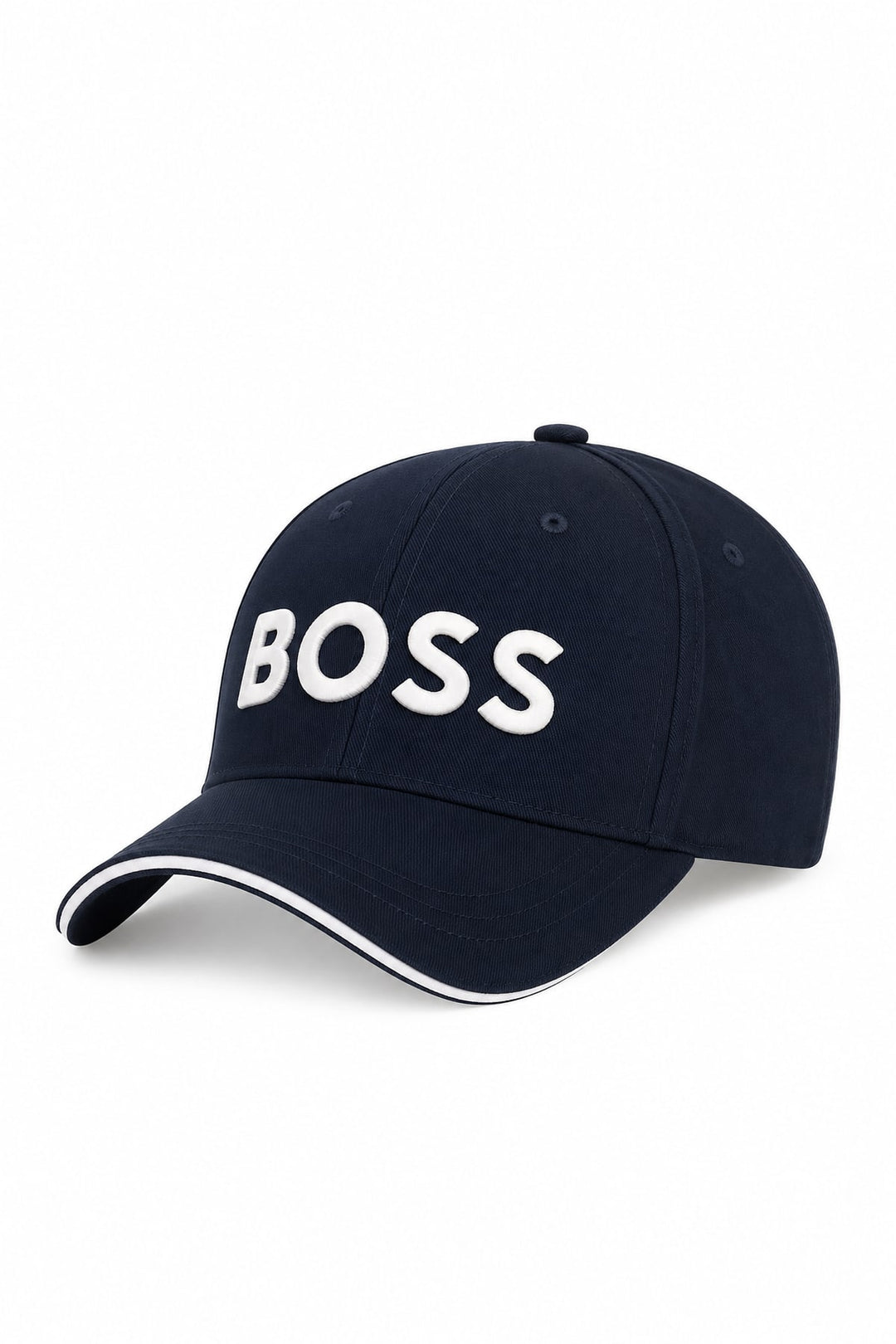 Front view of a black embroidered BOSS cap with the iconic logo for men - Valérie Simon