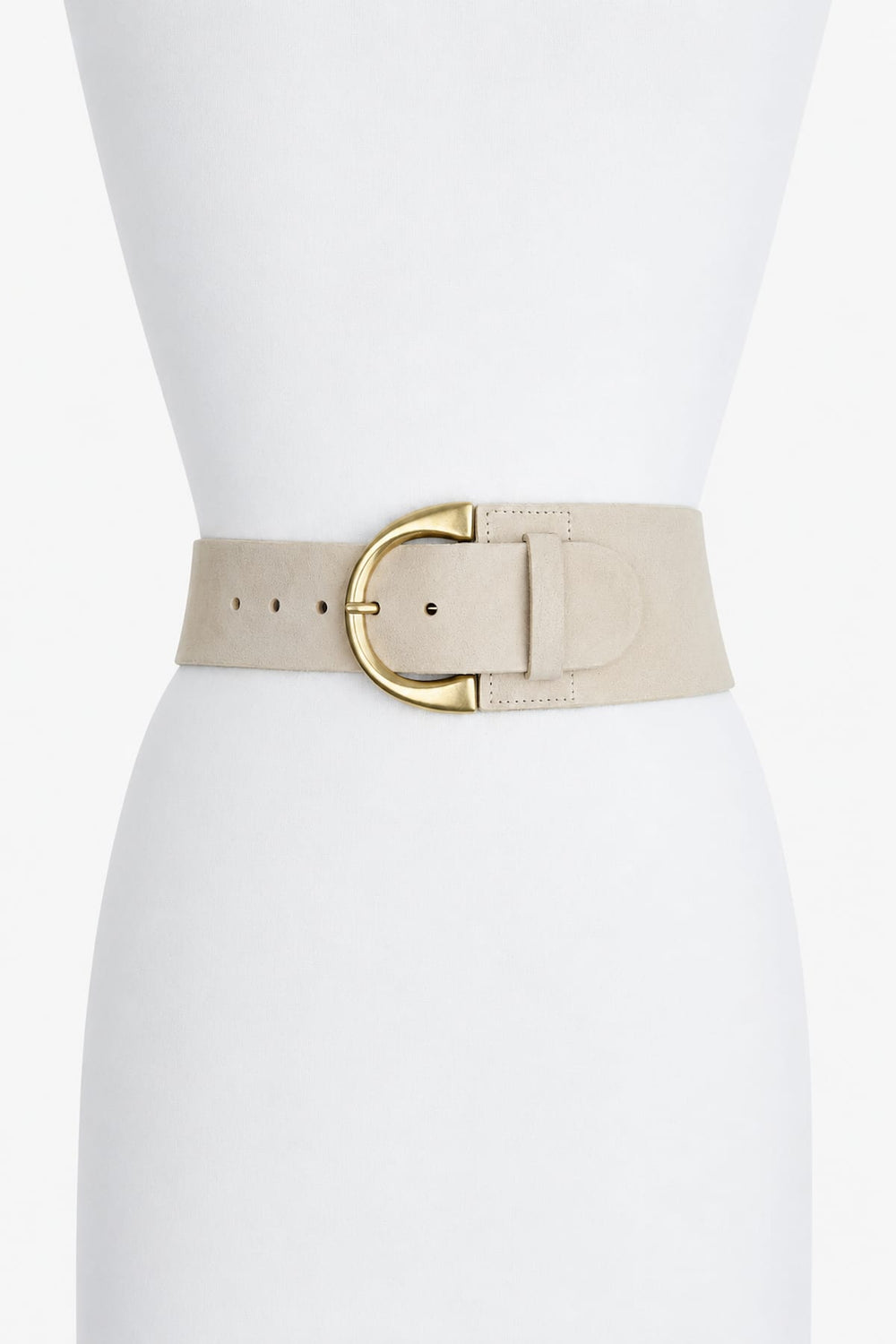 Ceinture Kalie boucle arrondie en cuir marron vue de côté pour femme - Valérie Simon