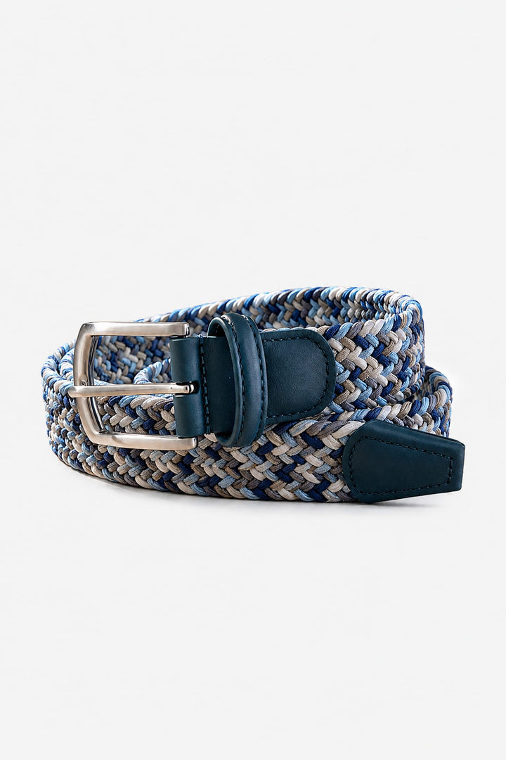 Close-up of Anderson’s multicolored braided belt for men - Valérie Simon
