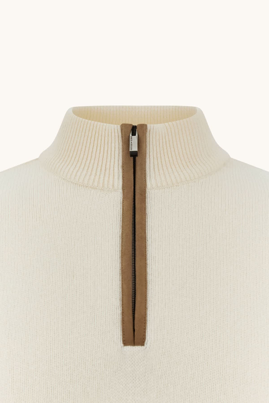 Chandail en tricot à col montant zippé vue de face pour homme Paul and Shark