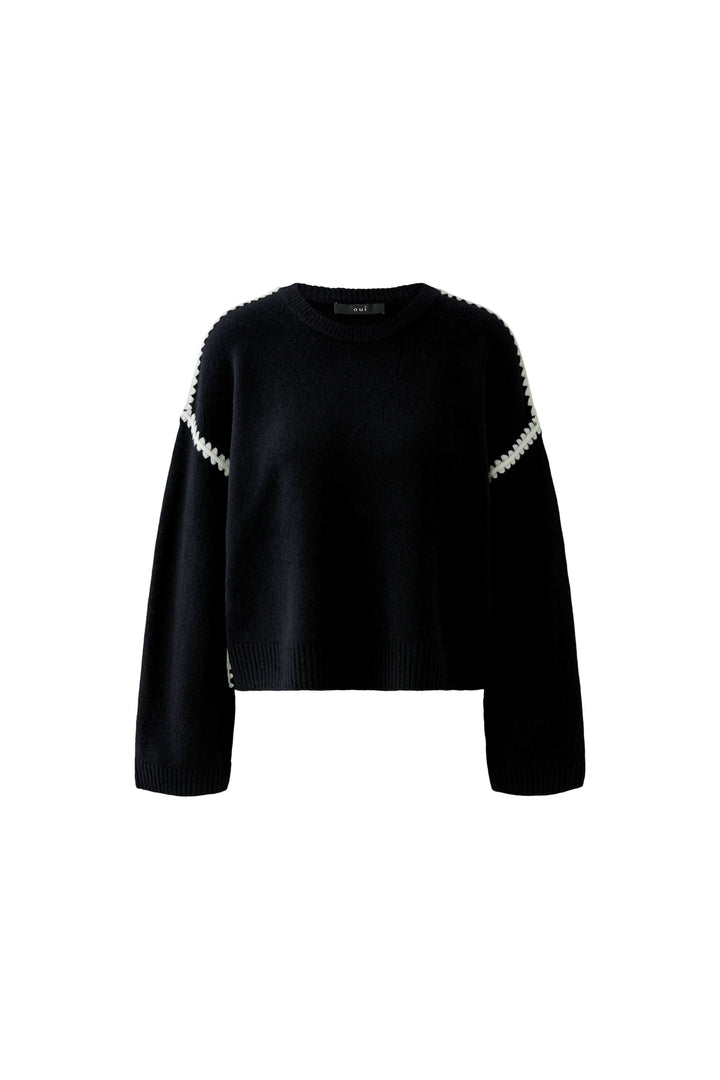 Chandail en tricot à coutures contrastantes pour femme Oui