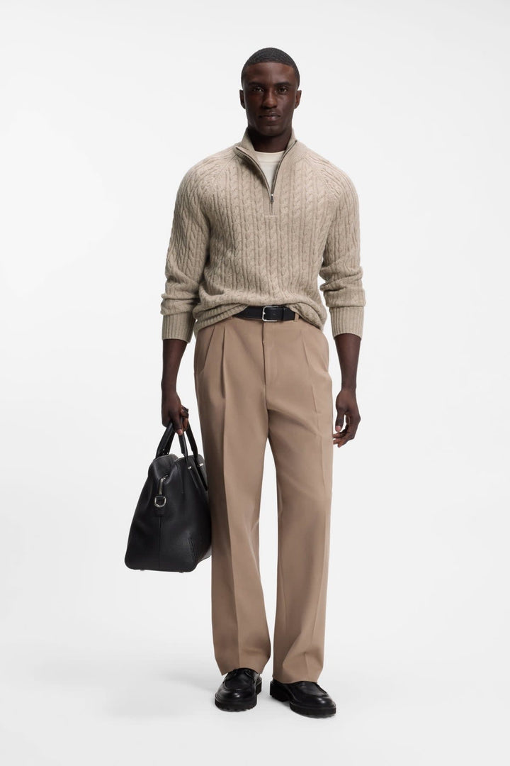 Hugo Boss half-zip cable-knit sweater